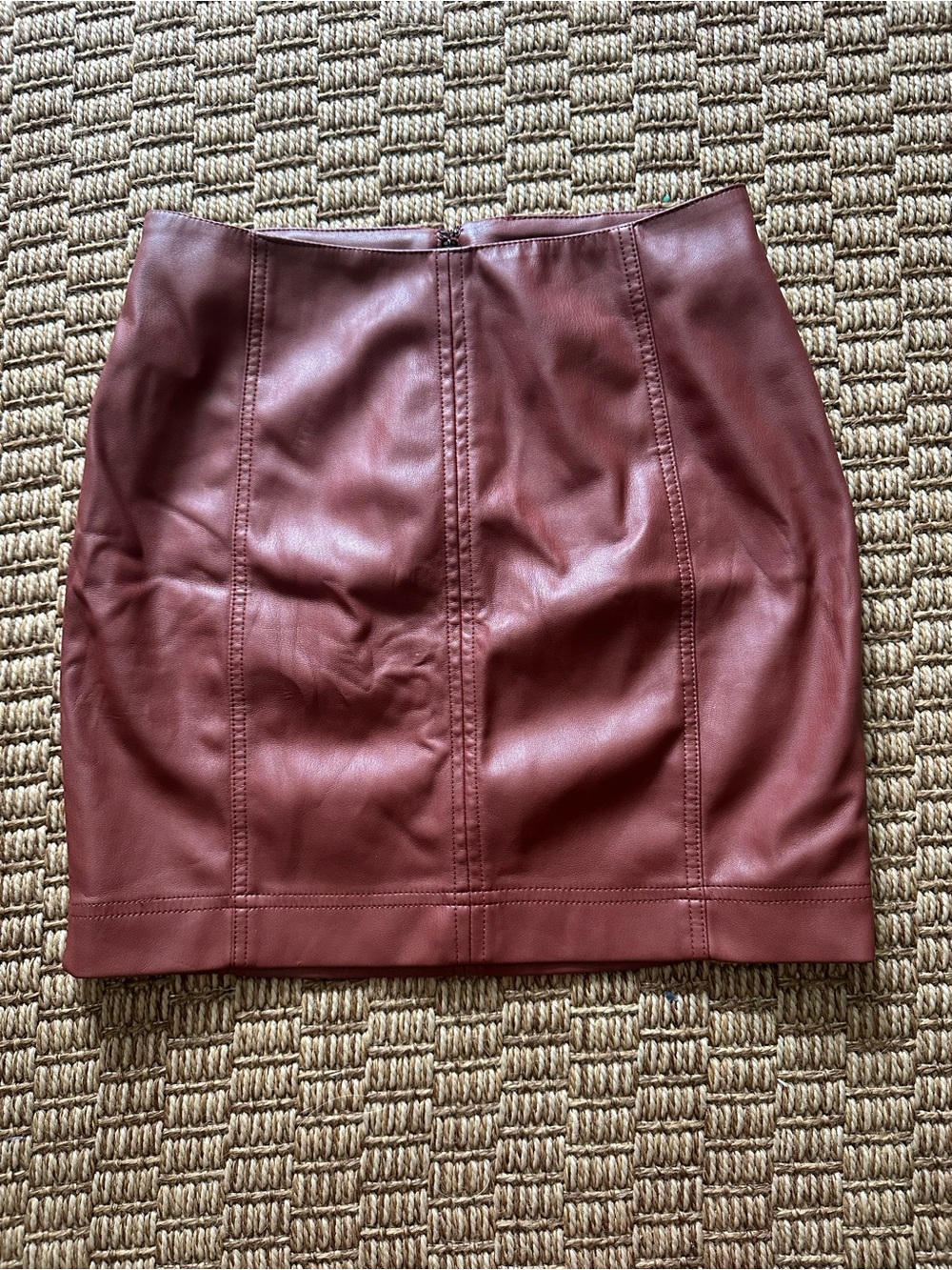 Free People Faux Leather Mini Skirt in Wine